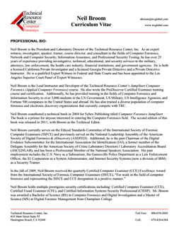 CV for Neil Broom Expert Witness in Computer Forensics Investigations in Georgia 
